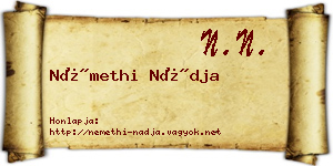 Némethi Nádja névjegykártya